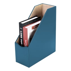 Realspace® Azura Vegan Leather Magazine File Holder, 12-5/8"H x 4"W x 10-1/4"D, Blue