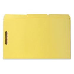 Sparco Color Fastener Folders With 2-Ply Tabs, Legal Size, Yellow, Box Of 50