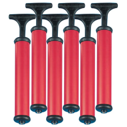 Champion Sports Hand Air Pumps, 10-1/4"H x 2-3/8"W x 1-3/4"D, Red/Black, Pack Of 6 Pumps