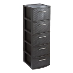 Inval Infinity 5-Drawer Storage Cabinet, 39"H x 12-5/8"W x 14-5/8"D, Espresso