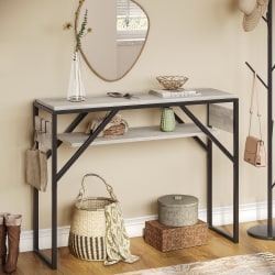Bestier Small Rectangular Console Table With 2 Storage Shelves, 29-15/16"H x 39-3/8"W x 11-13/16"D, Retro Gray/Black