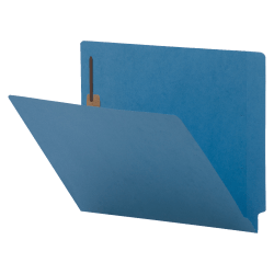 Business Source Letter Recycled Fastener Folder - 8 1/2" x 11" - 2 Fastener(s) - End Tab Location - Blue - 10% Recycled - 50 / Box