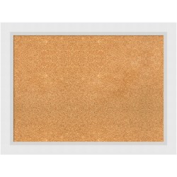 Amanti Art Cork Bulletin Board, 32" x 24", Natural, Blanco White Wood Frame