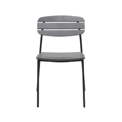 Eurostyle Kalmar Stackable Outdoor Furniture Armchairs, Dark Gray/Black, Set Of 2 Chairs, 90790DKGRY