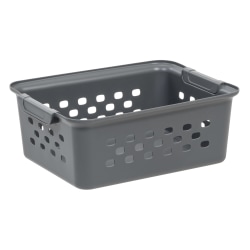 Iris® Plastic Storage Basket, Small, 10-1/4"H x 12-7/16"W x 14-13/16"D, Gray