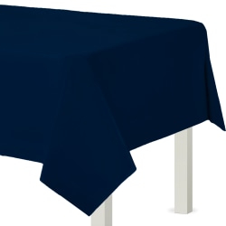 Amscan Flannel-Backed Vinyl Table Covers, 54" x 108", Navy Blue, Pack Of 2 Covers