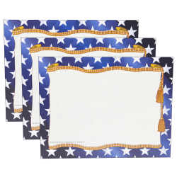 Hayes Certificates, 8-1/2" x 11", Stars Border, 50 Certificates Per Pack, Set Of 3 Packs