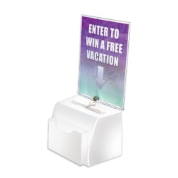 Azar Displays Plastic Suggestion Box, With Lock, Molded, Small, 3 1/2"H x 5 1/2"W x 5"D, White
