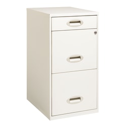 Realspace® 18"D Vertical 3-Drawer File Cabinet, Pearl White
