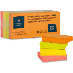 Business Source Premium Repostionable Adhesive Notes - 1 1/2" Flag/Notex 2" Flag/Note - Rectangle - Unruled - 16493