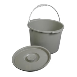 Medline Commode Bucket With Handle, 12 13/16"H x 11 1/8"W x 14"D, Gray