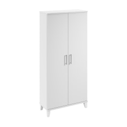 Bush Furniture Somerset Tall Storage Cabinet With Doors And Shelves, White, Standard Delivery