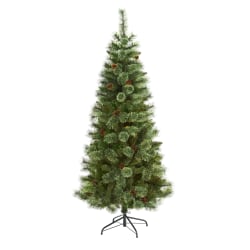 Nearly Natural White Mountain Pine 72"H Artificial Christmas Tree With Bendable Branches, 72"H x 24"W x 24"D, Green