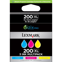 Lexmark™ 200XL Cyan; Magenta; Yellow High-Yield Ink Cartridges, Pack Of 3, 14L0269