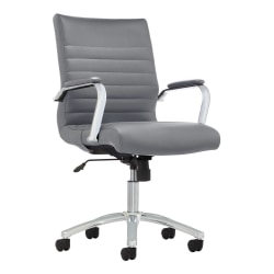 Realspace® Modern Comfort Winsley Bonded Leather Mid-Back Manager's Chair, Gray/Chrome, BIFMA Compliant