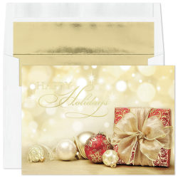 Custom Embellished Holiday Cards And Foil Envelopes, 7-7/8" x 5-5/8", Holiday Gift, Box Of 25 Cards