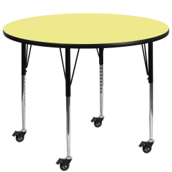 Flash Furniture Mobile Height Adjustable Thermal Laminate Round Activity Table, 30-3/8"H x 60''W, Yellow