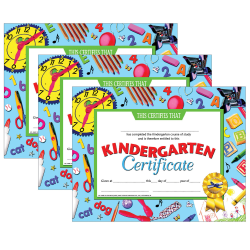 Hayes Publishing Kindergarten Certificate, 8.5" x 11", 30 Per Pack, Set Of 3 Packs, HVA6013