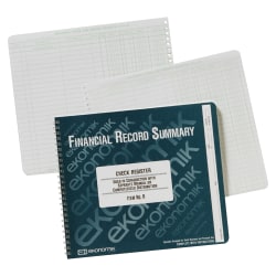 Ekonomik Check Registry, 1-Part, 8 3/4" x 10", 100% Recycled, White, 40 Sheets