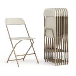 Flash Furniture Hercules Series Plastic Folding Chair - 8 Pack 650LB Weight Capacity, Beige