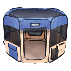 Jespet, Inc. Portable Dog Exercise Soft-Side Playpen, 24"H x 36"W x 36"D, Blue/Beige