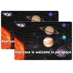 Ashley Smart Poly Welcome Mat With Slip Resistant Backing, 15.5" x 23.5", Solar System Space, Pack Of 2