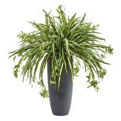 Nearly Natural Spider 33"H Artificial Plant With Cylinder Planter, 33"H x 30"W x 30"D, Green