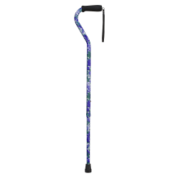 DMI® Designer Adjustable Offset-Handle Aluminum Cane, 30" - 39", Purple Flower