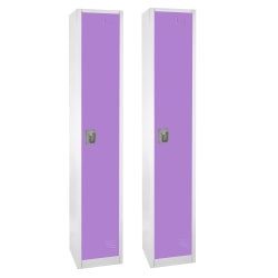 Alpine 1-Tier Steel Lockers, 72"H x 12"W x 12"D, Purple, Set Of 2 Lockers