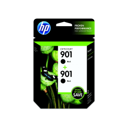 HP 901 Black Ink Cartridges, Pack Of 2, CZ075FN