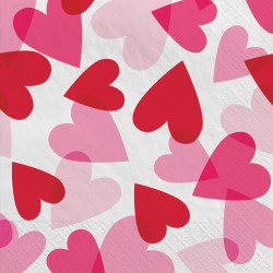 Amscan Valentine’s Day Heart Beverage Napkins, 5" x 5", Red/Pink/White, 40 Napkins Per Pack, Set Of 3 Packs