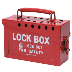 Lock Box, 6 in H x 9 in L x 3.5 in W, Red