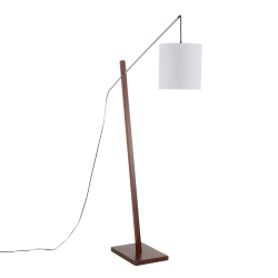 LumiSource Arturo Floor Lamp, 60"H, White Shade/Walnut Base
