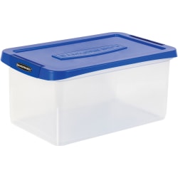 Bankers Box® Heavy-Duty Plastic Storage Bin, Extra Deep 20" Letter-size, 10-3/8" x 14-1/4", TAA Compliant, Clear/Blue, Pack of 1