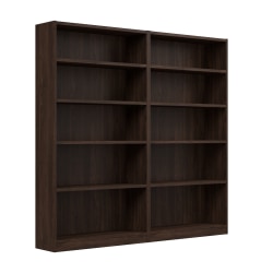 Bush Furniture Universal Tall 72"H 5 Shelf Bookcase - Set of 2, Black Walnut, Standard Delivery