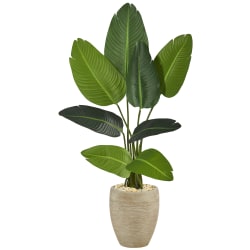 Nearly Natural Traveler’s Palm 50"H Artificial Tree With Planter, 50"H x 11"W x 11"D, Green/Natural