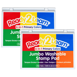 Ready 2 Learn Jumbo Washable Stamp Pads, 4-15/16" x 6-3/4", Assorted Colors, Pack Of 2 Pads