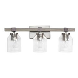 Lalia Home Barnlit Rustic 3-Light Vanity, 22"W, Clear/Brushed Nickel