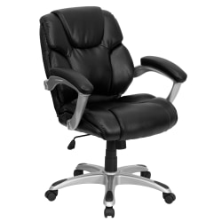 Flash Furniture Ergonomic LeatherSoft Layered Mid-Back Executive Office Chair, Black