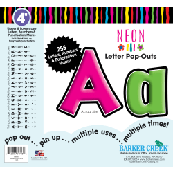 Barker Creek® Letter Pop-Outs, 4", Neon, Set Of 255