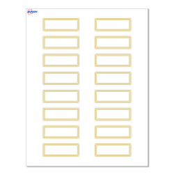 Avery® Print-To-The-Edge Labels With Sure Feed® Technology, S00-D16-PRWMP10, Rectangle, 1" x 2-5/8", Matte White, Preprinted Multi-Lined Gold Border Design, Pack Of 160