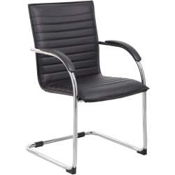 Boss Office Products Ribbed Side Chairs, Black, Set Of 2