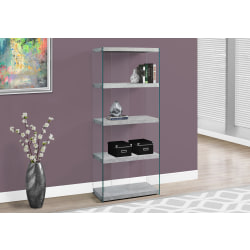 Monarch Specialties Open-Concept 60"H 5-Shelf Bookcase, Gray Cement-Look