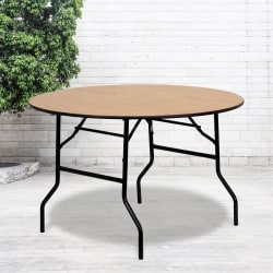 Flash Furniture Round Wood Folding Banquet Table, 30-1/4"H x 48"W x 48"D, Natural/Black