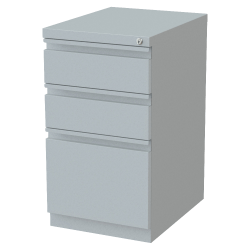 Lorell® 19-7/8"D Vertical 3-Drawer Mobile Pedestal File Cabinet, Metal, Platinum