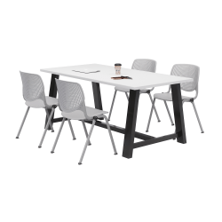 KFI Studios Midtown Table With 4 Stacking Chairs, Designer White/Light Gray