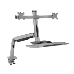 Mount-It! MI-7904 36"W Stand-Up Workstation With Dual-Monitor Mount, Silver