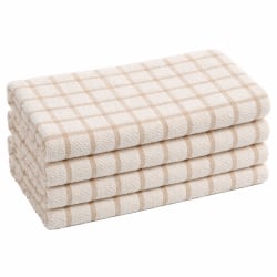 23 Threads Series X401 Windowpane Design Kitchen Towels, 15" x 25", White/Beige, Total Qty 60