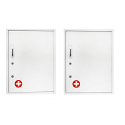 Alpine AdirMed Dual Lock Surface-Mount Medical Security Cabinets, 21"H x 16"W x 6"D, White, Pack Of 2 Cabinets