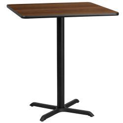 Flash Furniture Square Laminate Table Top With Bar Height Table Base, 43-3/16"H x 36"W x 36"D, Walnut